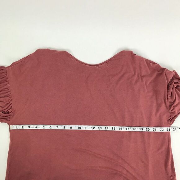 Easel Ruffle Sleeve Open Tie-Back Top Women's Size Small Pink Scoop Neck - Picture 5 of 10